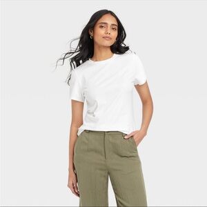 Bundle A New Day Women’s 3 Cotton Crewneck Tees Medium - Blue, White, Black